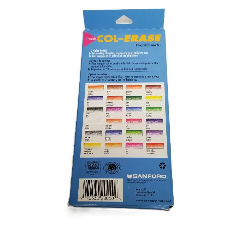 Sanford Col-Erase Erasable Colored Pencils Carmine Red 12 Pack Vintage USA Made